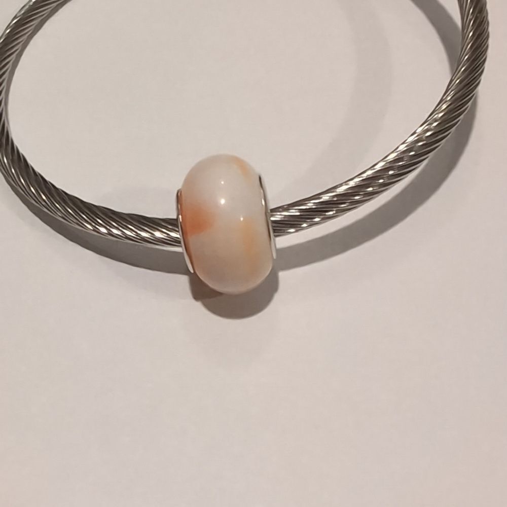 Silver‎ Blended Yellowand White Charm for Pandora Style Bracelet